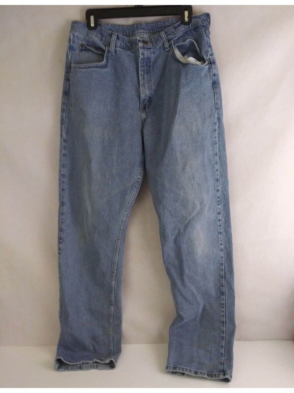 Vintage Wrangler Men's Distressed Low Rise Straight Leg Jeans Size 34x34